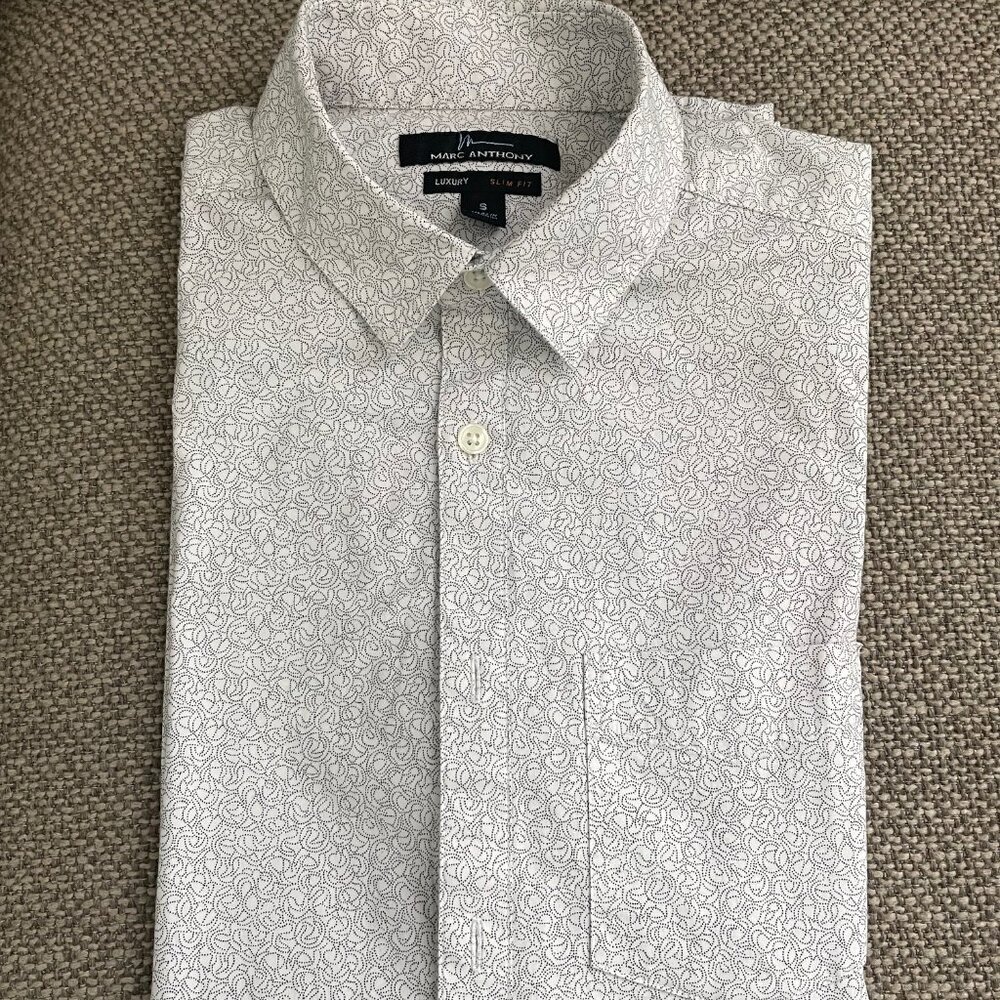 Marc Anthony Luxury Printed  Short Sleeve Button Down